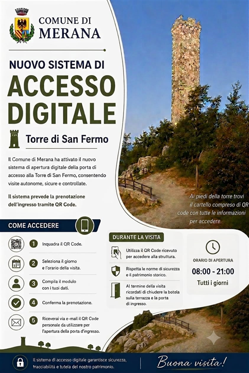 Torre di San Fermo: nuovo sistema di accesso digitale da sabato 27/06/2026